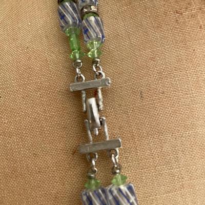Lot DD  Vintage Vendome double strand  art glass necklace