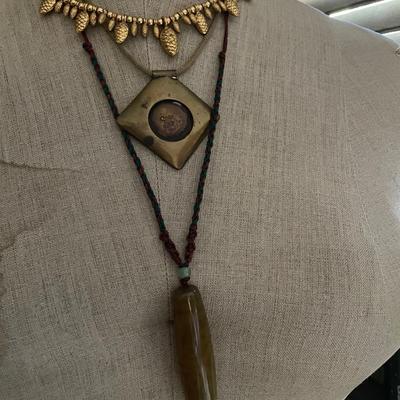 Lot MM Trio of metal and stone necklaces