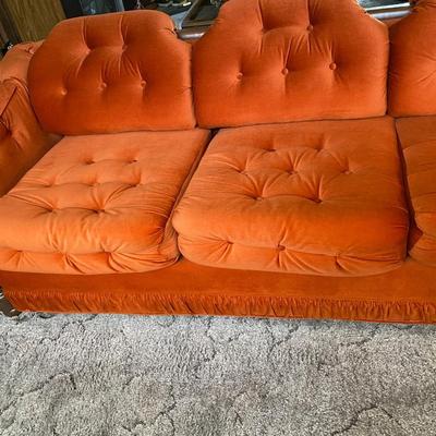 Vintage Tufted Velvet Sofa and Chair