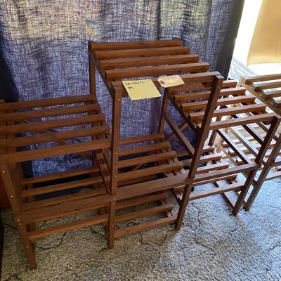 Pair Wooden Plant Stands