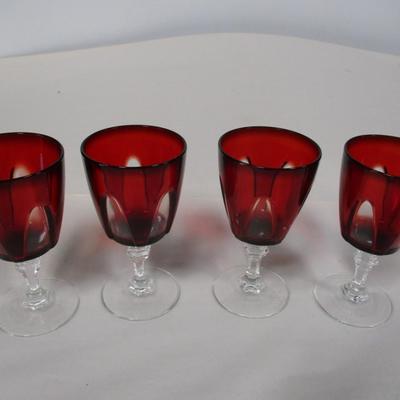Set Of 8 Crystal Ruby Gothic Glasses