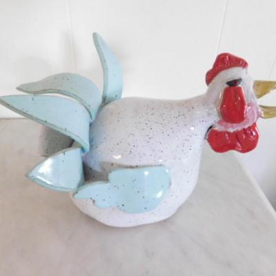 Whimsical Hand-Crafted Pottery Chicken by Kenneth Beam