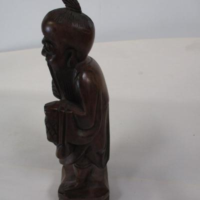 Hand Carved Wooden Chinese Fisherman
