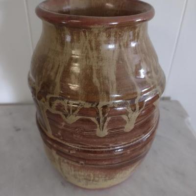 Hand Thrown Pottery Drip Glaze Wide Mouth Jar by Robert Beam