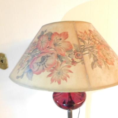 Antique Cranberry Glass Post floor Lamp