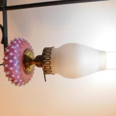 Cranberry Hobnail Glass Post Candlestick Post Floor Lamp