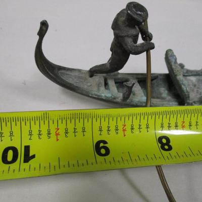Cast Metal Gondolier and Boat