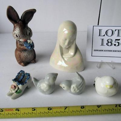 Lot of Ceramic Figurines and Clip on Bird Ornament