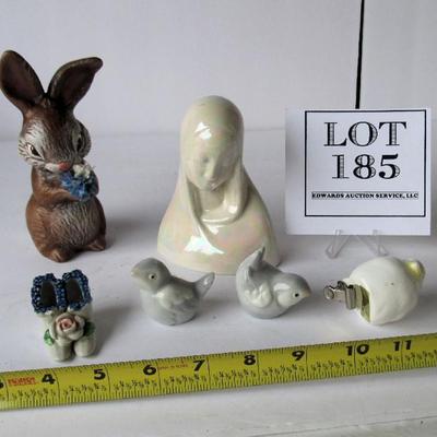 Lot of Ceramic Figurines and Clip on Bird Ornament