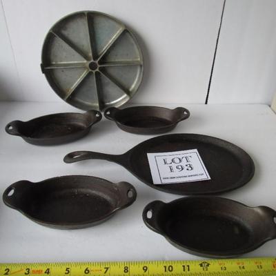 Lot of Cast Iron Individual Dishes and Skillet, and Jon'E Baker Pan (no handle)