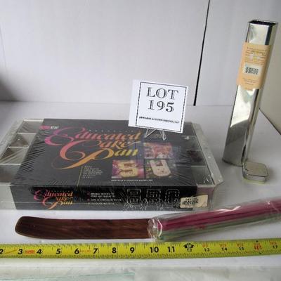 Interesting Unused Educated Cake Pan, Read Description, and Incense Set