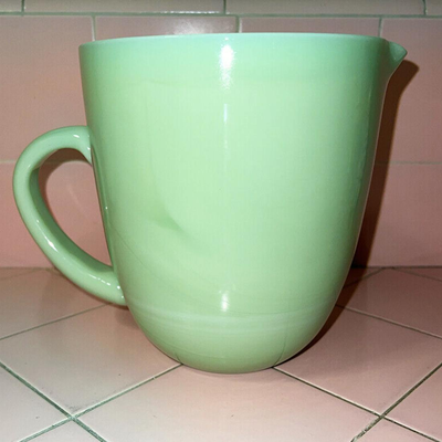 Lot III Large Green Glass Pitcher Attached Handle 7