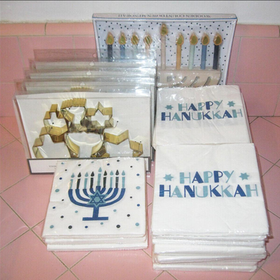 Lot JJJ NEW Happy Hanukkah 19 pack Paper Napkins & Party Supplies Cookie Cutters Menorah