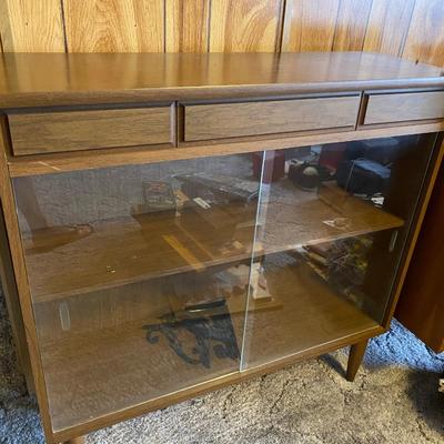Mid Century Modern Glass front bookcase