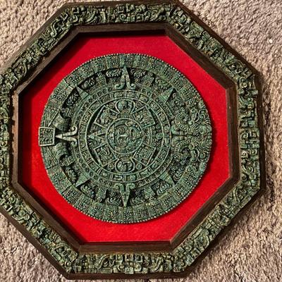 Vintage Mayan Aztec Calendar Plaque