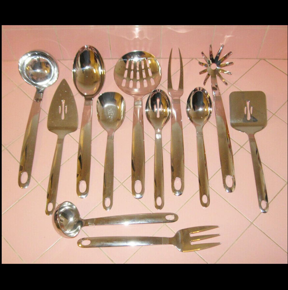 Lot AAC 12 Oneida 18/18 Stainless Hostess Serving Utensils Spoon Ladle