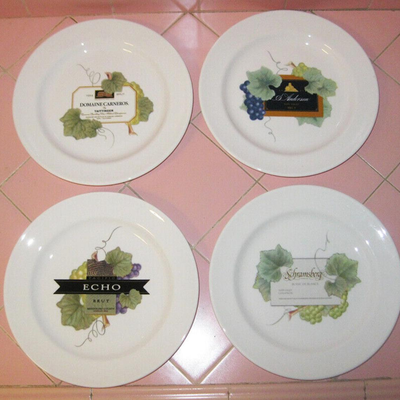 Lot AAF 4 Snack / Canape Plates Grand Gourmet by Wedgwood Champagne Echo Domaine Blanc