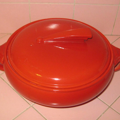 Lot AAK Vintage 1930s Hall Red Covered Casserole Art Deco Sundial Cover #2068