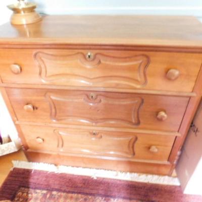 Vintage Walnut Three Drawer Dresser
