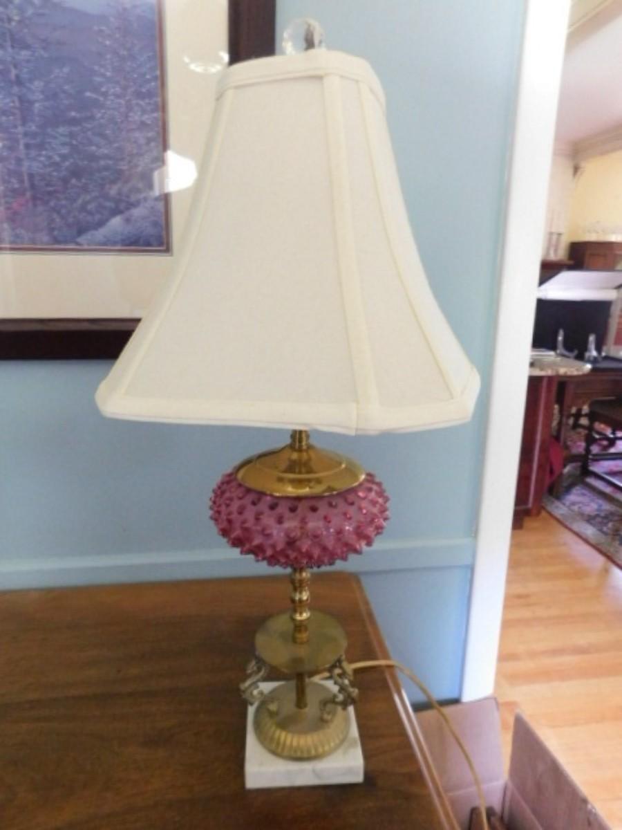 Vintage Glass Post Table Lamp with Brass Capodimonte Base (L3b