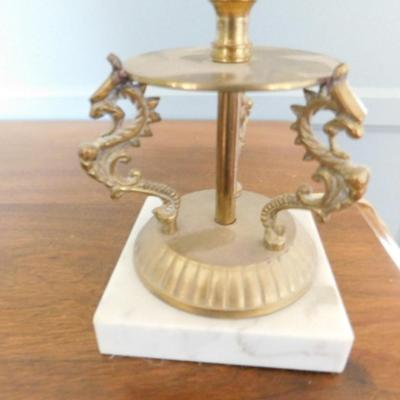 Vintage Glass Post Table Lamp with Brass Capodimonte Base   (L3b)