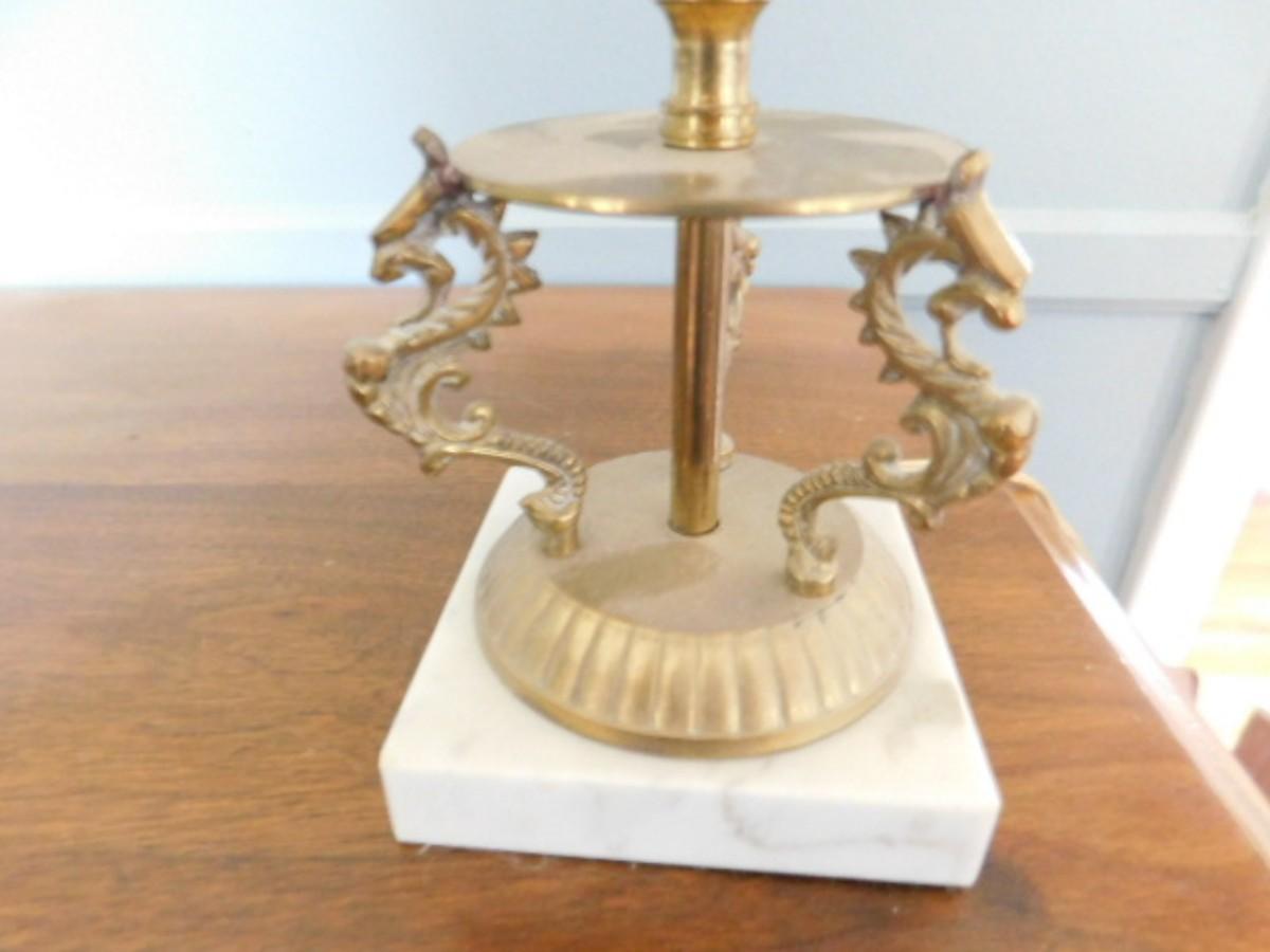 Vintage Glass Post Table Lamp with Brass Capodimonte Base (L3b