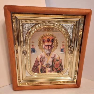 Lot #1  Contemporary Framed Eastern Orthodox Religious Icon - Male Saint