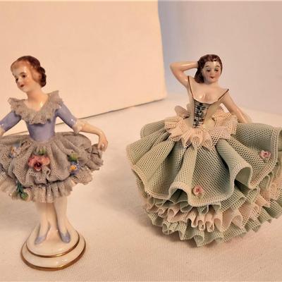 Lot #9  Two Pieces Vintage DRESDEN figurines
