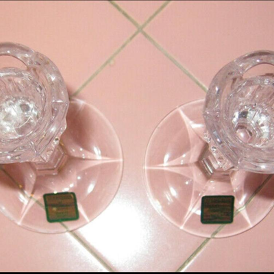 Lot AAR Pair Marquis Waterford Crystal Candle Holders Stick Austria Sorrento Foil Labels