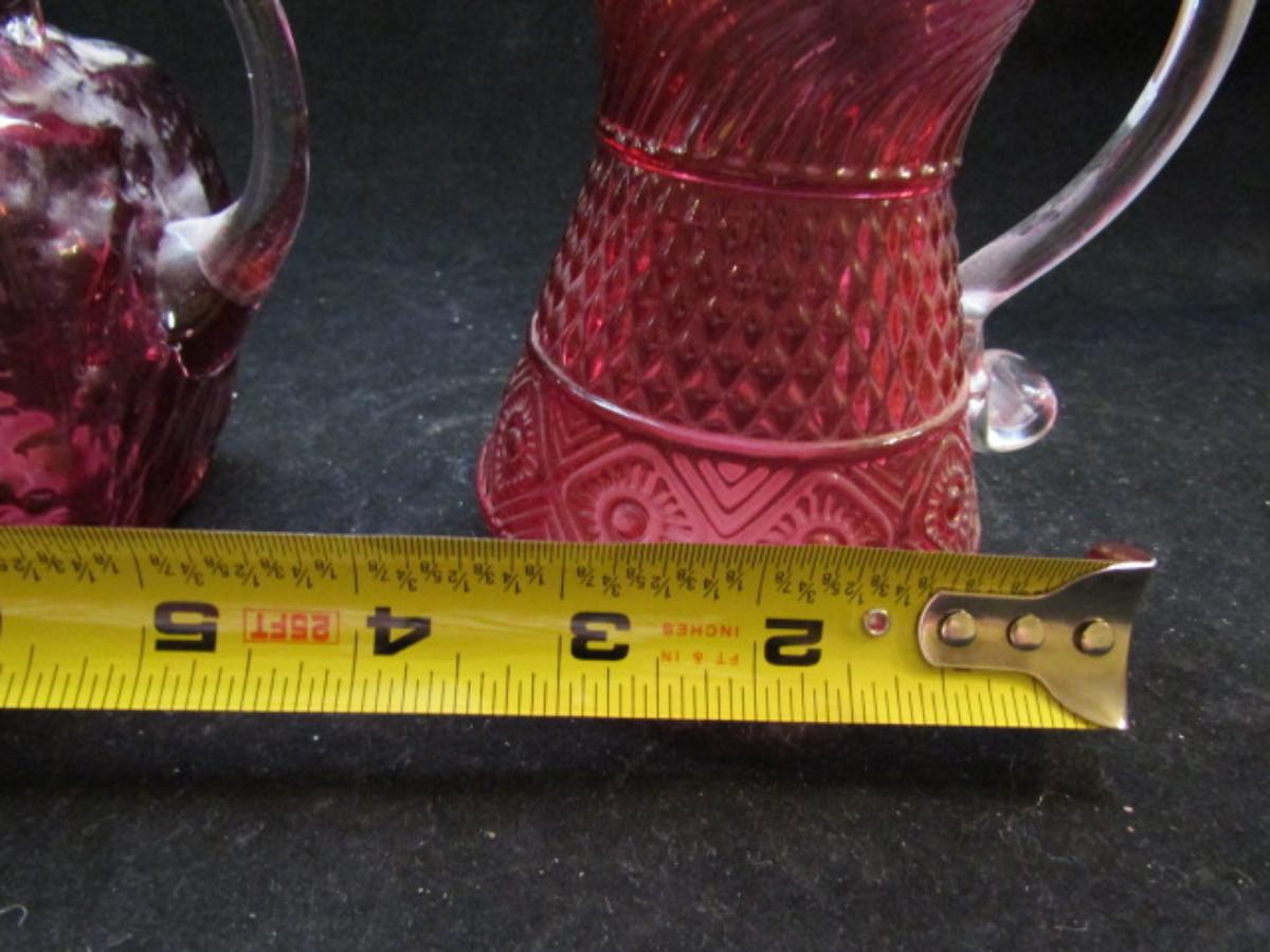 Pair of Cranberry Glass Pitchers (98)