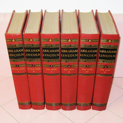 Lot AAU Abraham Lincoln by Carl Sandburg 6 Vol Sangamon Edition 1926 & 1939 Hardcover