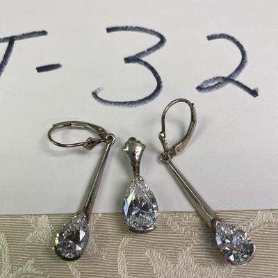 Sterling Silver Pierced Earrings and Pendant