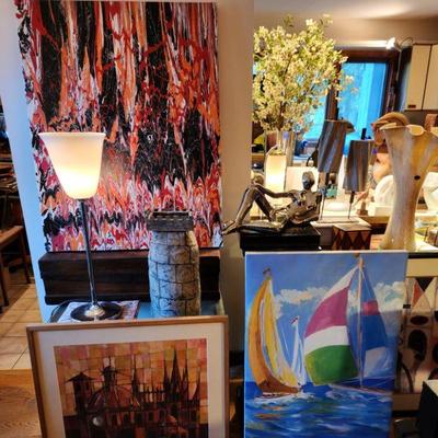 Mid-Century Art and Furniture Collection including Lamps, Tables, Chairs, Dressers, Armoires, Sideboards, Paintings, Sculpture, Ceramics...