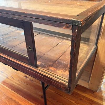 Antique Solid Wood & Glass Country Store Display Cabinet Top ~ *Read Details