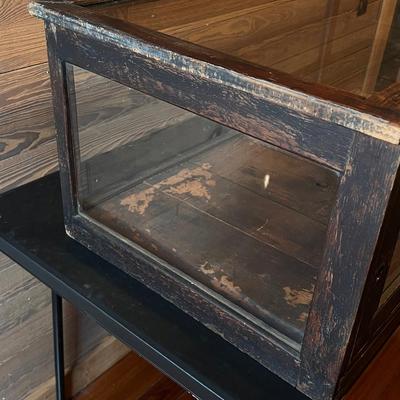 Antique Solid Wood & Glass Country Store Display Cabinet Top ~ *Read Details