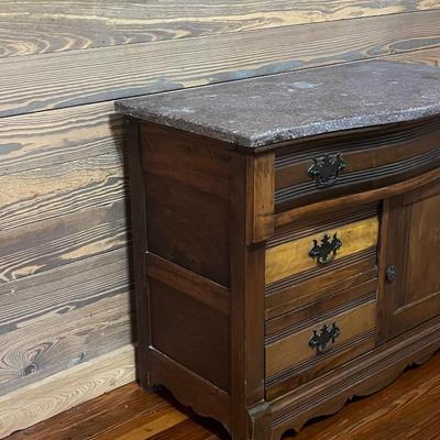 Antique ~ Solid Wood ~ Marble Top Chest
