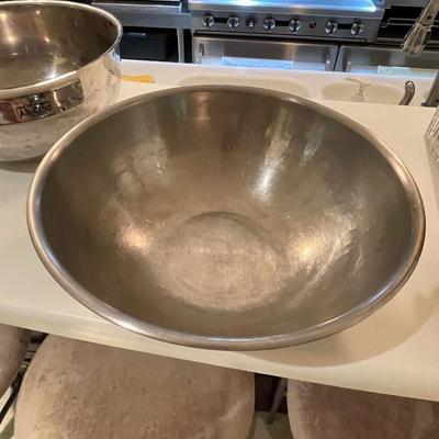 Two Commercial Aluminum Mixing Bowls - Has Some Wear