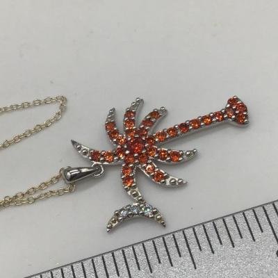 Orange Palm Tree 925 Pendant and Chain 925