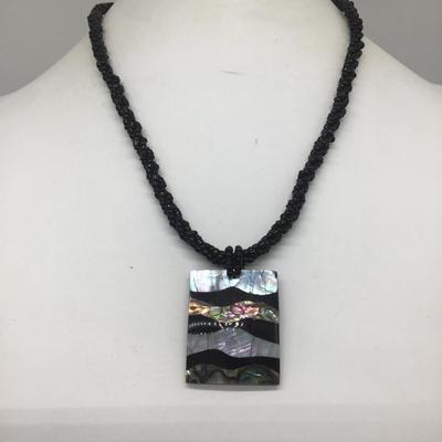 Beautiful Beaded Necklace With abalone Shell Pendant