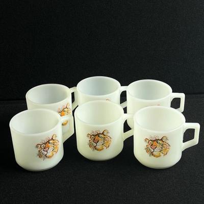 FIRE-KING ~ Set (6) ~ Esso Tiger Coffee Cups