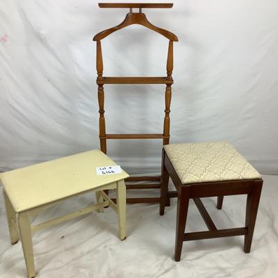 Lot.6166. Vintage Valet Stand, bench and stool