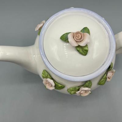 Retro Teleflora Pink Rose Ceramic Teapot