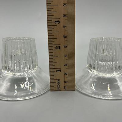 Pair of Retro Glass Candlestick Holders