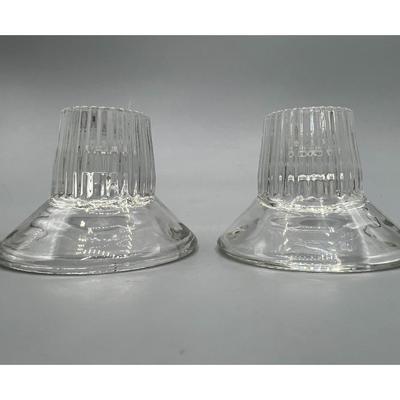 Pair of Retro Glass Candlestick Holders