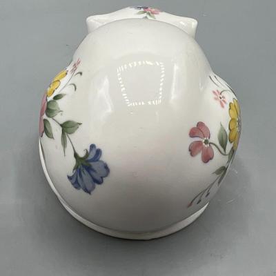 Vintage Retro Porcelain Cat Trinket Dish with Flower Design