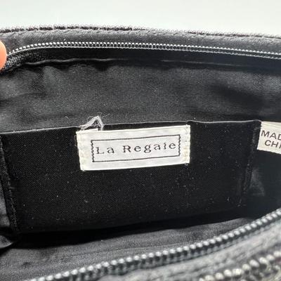 Vintage Style Black Beaded Clutch Handbag Purse