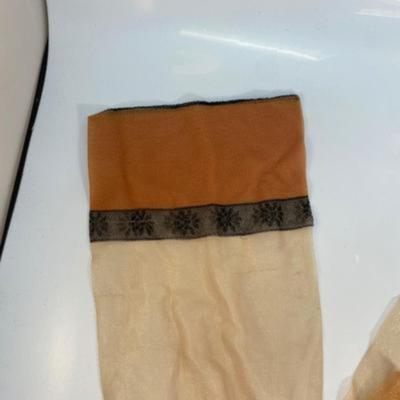 Three Pairs of Vintage Golden Tan Nylon Thigh High Stockings
