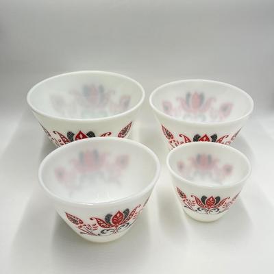 FIRE-KING ~ Modern Tulip ~ Set Of Four (4) Mixing Bowls