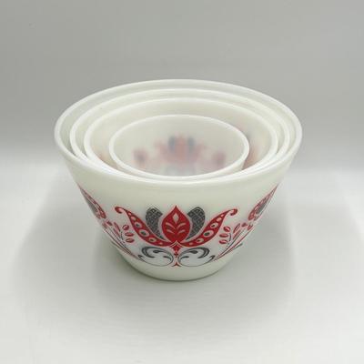 FIRE-KING ~ Modern Tulip ~ Set Of Four (4) Mixing Bowls