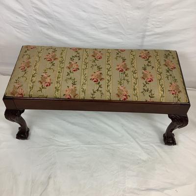 Lot.6171. Antique Mahogany Chippendale Style Ball and Claw Needlepoint Bench